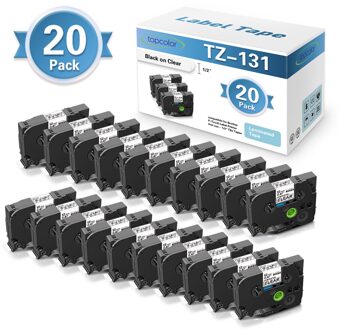 20PK Voor TZe131 TZe-131 Label Tape 12Mm Vervangen Brother Tze Label Tape Tz131 Zwart Op Helder Voor Brother P-Touch Label Maker H110