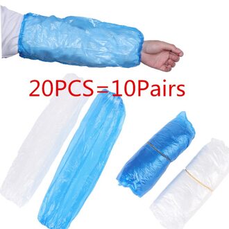 20Ps Milieu Wegwerp Beschermende Pe Mouwen Cover Niet Giftig Elastische Huishoudelijke Plastic Duurzaam Arm Waterdicht Reiniging Blauw