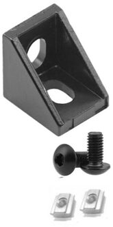 20Sets 2028 3030 Aluminium Profiel Connector, 1Set: 1Pc Hoek Beugel + 2Pcs T-Slot Noten + 2 Stuks Hex Socket Cap zwart / 2020 haakje reeks