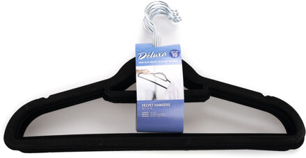 20x Anti-slip kledinghangers zwart fluweel
