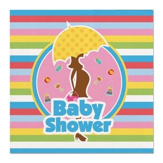 20x Babyshower feest servetten gekleurd 25 x 25 cm kinderverjaardag - Feestservetten Multikleur