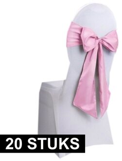 20x Bruiloft stoel decoratie lichtroze strik - Huwelijk stoel versiering - Bruiloft aankleding
