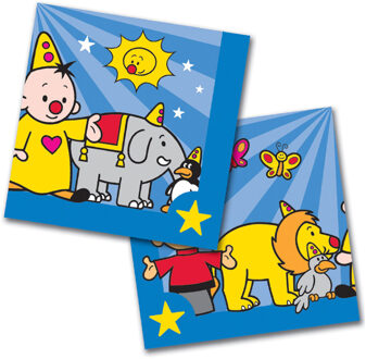 20x Bumba feest servetten blauw 33 x 33 cm kinderverjaardag - Feestservetten Multikleur