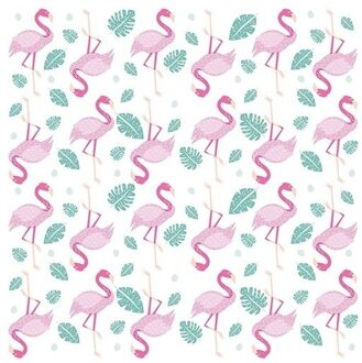 20x Feest servetten Flamingo 33 x 33 cm - Feestservetten Multikleur