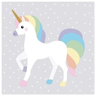 20x Feest servetten regenboog eenhoorn 33 x 33 cm - Feestservetten Multikleur