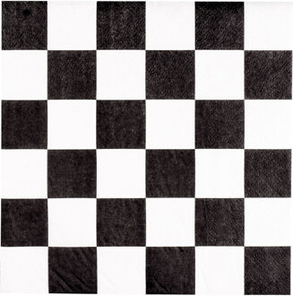20x finish vlag race servetten zwart/wit geblokt 33 x 33 cm Multi