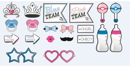 20x Foto props babyshower/gender reveal party