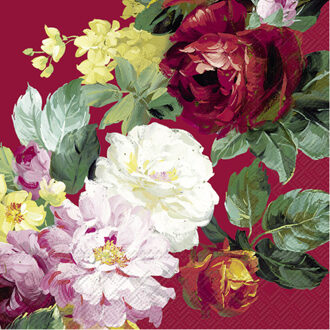 20x Gekleurde 3-laags servetten rozen 33 x 33 cm - Feestservetten Multikleur