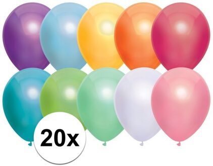 20x Gekleurde metallic ballonnen 30 cm - Ballonnen Multikleur