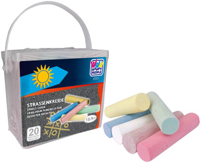 20x Gekleurde stoepkrijt/stoepkrijtjes in rechthoekige emmer - Stoepkrijtjes