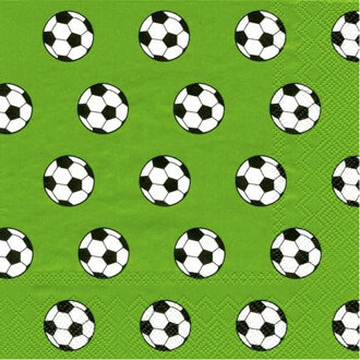 20x groen 3-laags servetten voetbal ballen 33 x 33 cm