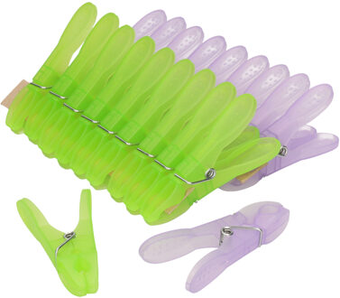 20x Grote wasgoedknijpers / knijpers van kunststof met sterke veer 8.5 cm - Knijpers Multikleur