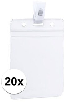 20x ID badgehouder met bevestigings clipje 8,5 x 12,2 cm