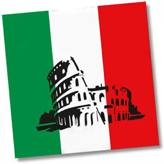 20x Italiaanse vlag/Italie feest servetten 33 x 33 cm - Feestservetten Multikleur