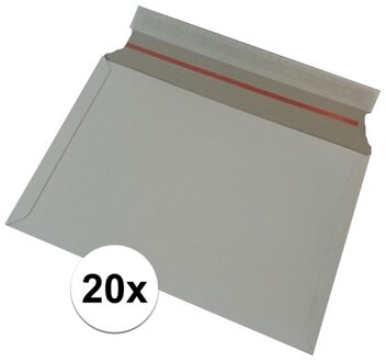 20x Kartonnen verzendenveloppen wit 38 x 26 cm - Enveloppen