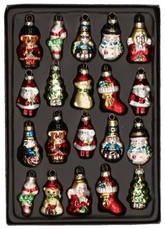 20x kersthangers kerstfiguurtjes van glas 5 cm