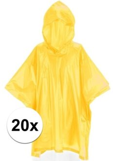 20x Kinder regen poncho geel - Regenponcho voor kinderen