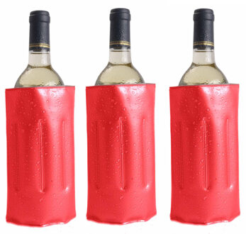 20x Koelelementen hoezen rood voor wijnflessen 34 x 18 cm - Wijnflessen/drankflessen koelelement - Flessenkoeler - Wijnkoeler