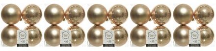20x Kunststof kerstballen glanzend/mat donker parel/champagne 10 cm kerstboom versiering/decoratie - Kerstbal Champagnekleurig