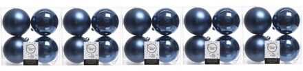 20x Kunststof kerstballen glanzend/mat donkerblauw 10 cm kerstboom versiering/decoratie - Kerstbal