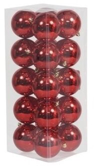 20x Kunststof kerstballen glanzend rood 8 cm kerstboom versiering/decoratie - Kerstbal