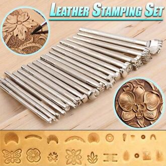 20x Lederen Afdrukken Tool Legering Carving Hand Maken Craft Punch Stempel Sculptuur Gedrukt Diy Metalen Leathercraft Zadel Staming