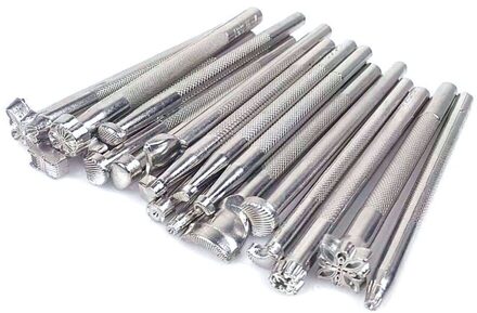 20x Lederen Afdrukken Tool Legering Carving Hand Maken Craft Punch Stempel Sculptuur Gedrukt Diy Metalen Lederen Werken Zadel Staming 20stk