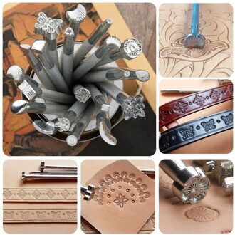 20x Lederen Afdrukken Tool Legering Carving Hand Maken Craft Punch Stempel Sculptuur Gedrukt Diy Metalen Lederen Werken Zadel Staming
