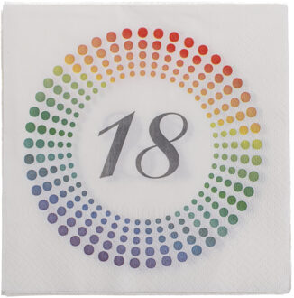 20x Leeftijd 18 jaar themafeest/verjaardag servetten 33 x 33 cm confetti