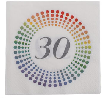 20x Leeftijd 30 jaar themafeest/verjaardag servetten 33 x 33 cm confetti