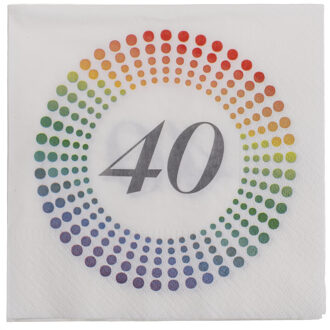 20x Leeftijd 40 jaar witte confetti servetten 33 x 33 cm - Feestservetten