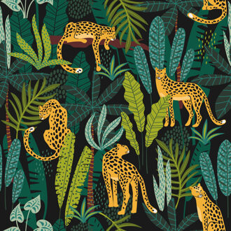 20x luxe tafel diner/lunch servetten 33 x 33 cm in safari/jungle print 3-laags - Feestservetten Groen