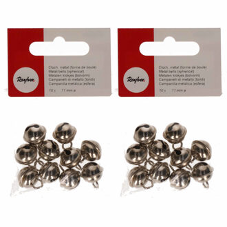 20x Metalen belletjes zilver met oog 11 mm hobby/knutsel benodigdheden - Kerst kersmuts belletjes - Kattenbellen - Hobby- en Knutselmateriaal