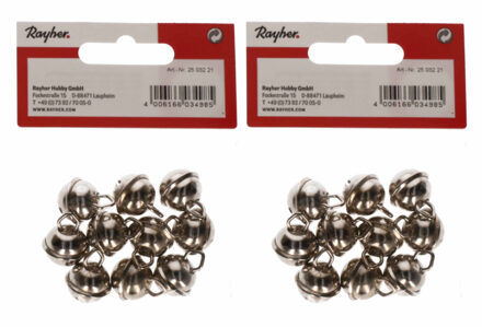 20x Metalen belletjes zilver met oog 15 mm hobby/knutsel benodigdheden - Kerst kersmuts belletjes - Kattenbellen - Hobby- en Knutselmateriaal