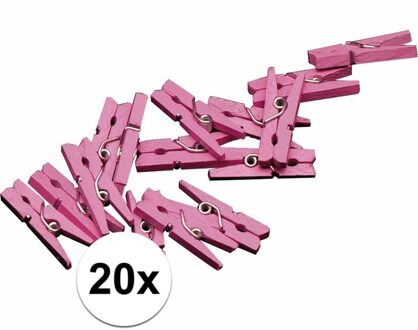 20x mini knijpertjes roze 2 cm