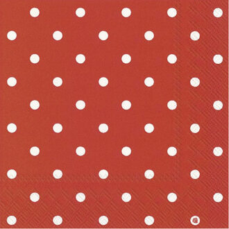 20x Polka Dot 3-laags servetten rood met witte stippen 33 x 33 cm - Feestservetten