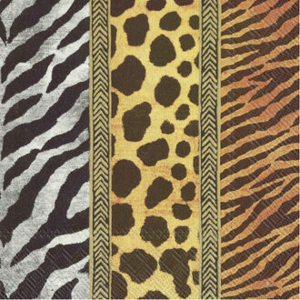 20x Safari dieren 3-laags servetten dieren prints 33 x 33 cm - Feestservetten Multikleur