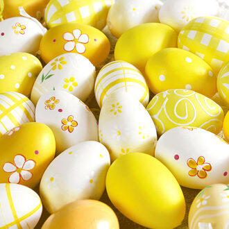 20x Servetten Pasen thema gele en witte eieren 33 x 33 cm Geel