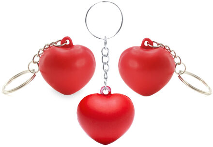 20x Stressbal sleutelhanger hartje 3,6 cm