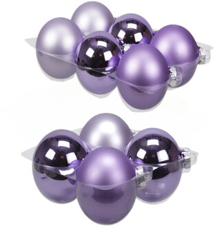 20x stuks glazen kerstballen amethyst paars 8 en 10 cm mat/glans