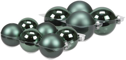 20x stuks glazen kerstballen emerald groen 8 en 10 cm mat/glans - Kerstbal