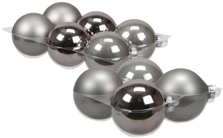 20x stuks glazen kerstballen titanium grijs 8 en 10 cm mat/glans - Kerstbal