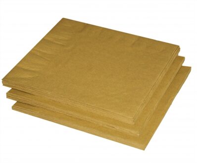 20x stuks Gouden papieren servetten 33x33 cm - Feestservetten Goudkleurig