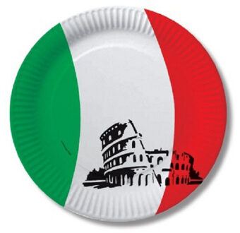 20x stuks Italiaanse vlag thema feest bordjes van 23 cm - Italie thema feestartikelen/versiering