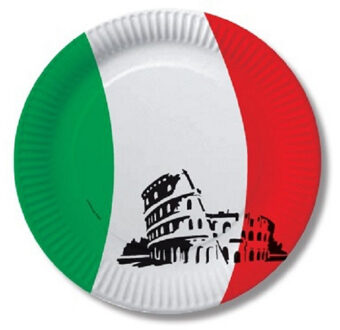 20x stuks Italie vlag thema kartonnen feest bordjes 23 cm