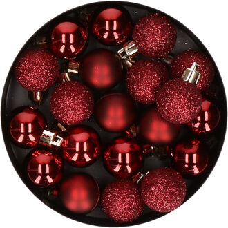 20x stuks kleine kunststof kerstballen donkerrood 3 cm - Kerstbal