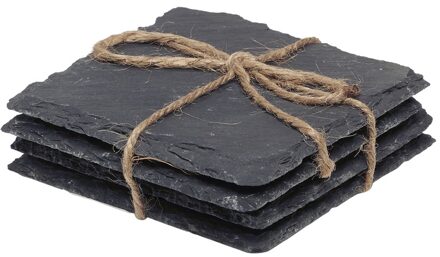 20x stuks Leisteen onderzetters vierkant 10 cm - Onderzetters voor glazen en bekers