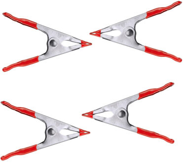 20x stuks lijmklemmen / zeilklemmen plaatstaal met rode kunststof greep 15 x 5 cm