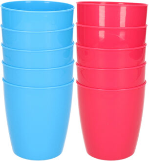 20x stuks onbreekbare kunststof drinkglazen 300 ML in het blauw en roze - Drinkbekers