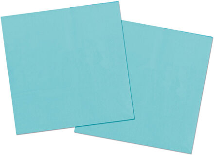 20x stuks servetten van papier lichtblauw 33 x 33 cm - Feestservetten